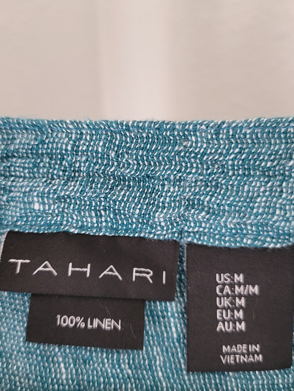 Tahari 100% Linen Vneck Dress Cover Up Sz Med, Teal Blue Green - Picture 3 of 6